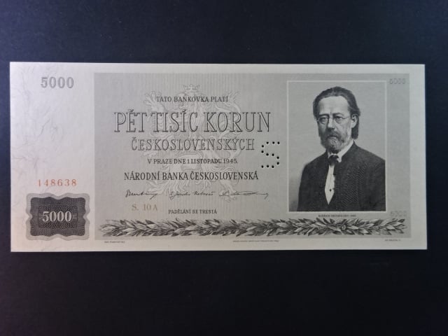 5000 Kčs 1.11.1945 série 10 A, perf. "S"