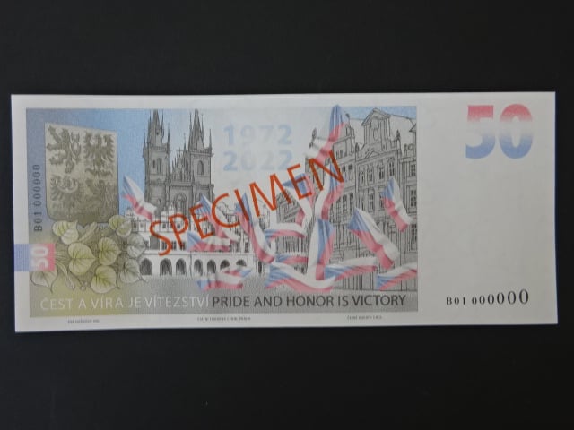 Pamětní tisk ve formě bankovky "50" k narozeninám jaromíra Jágra, anulát B01 000000 , náklad 20 ks, dárkový obal