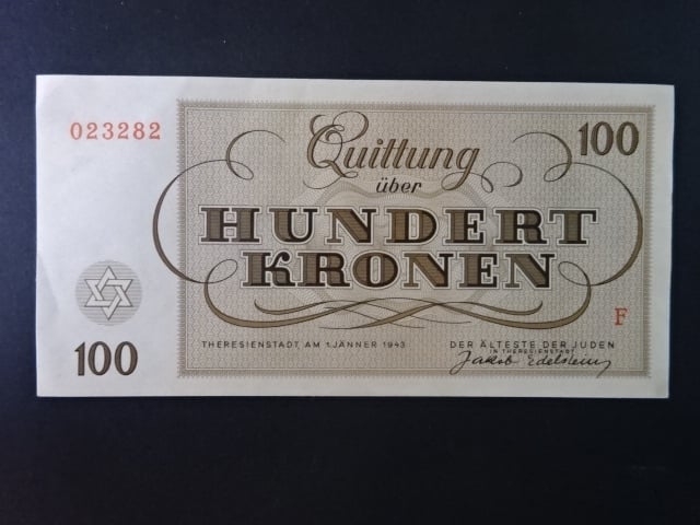 Koncentrační tábor Terezín, 100K 1.1.1943 série F, Pi.-Si. 35, D.H. 311.4.7