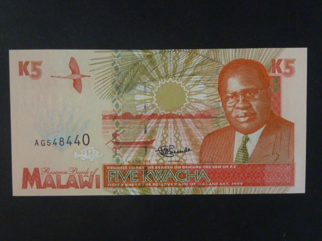 MALAWI, 5 Kwacha 1995, BNB. B130a, Pi. 30