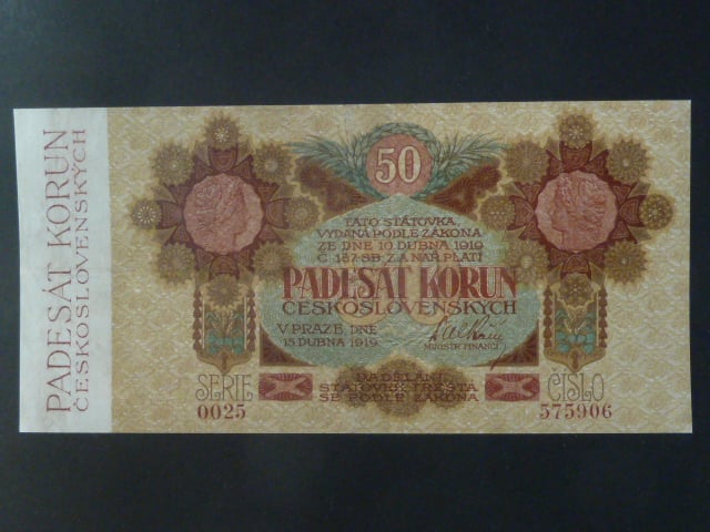 50 Kč 1919 série 0025 úzké číslice