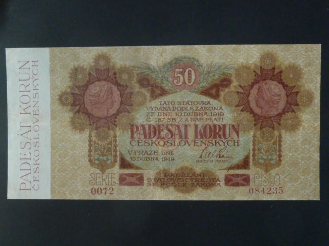 50 Kč 1919 série 0072 úzké číslice