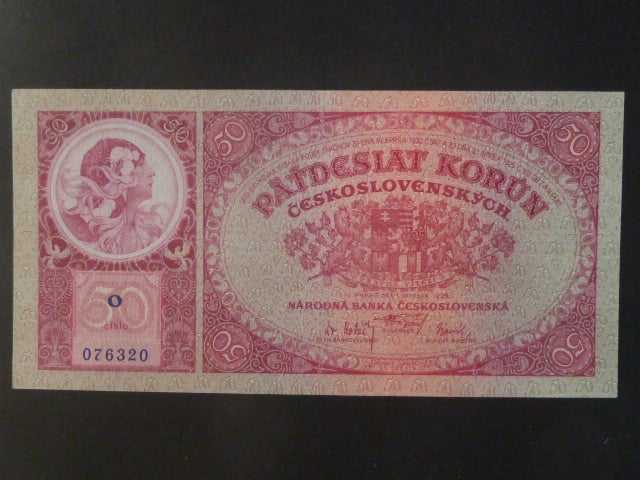 50 Kč 1929 série O, chybotisk "OKTOBRA"
