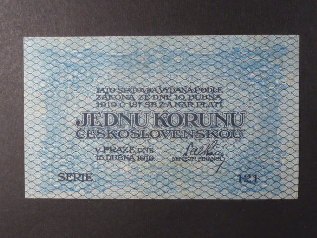 1 Kč 15. 4. 1919 série 121, modrá