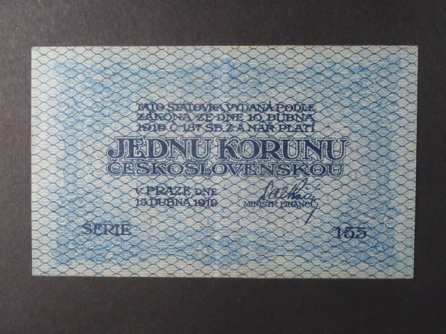1 Kč 15. 4. 1919 série 155, modrá