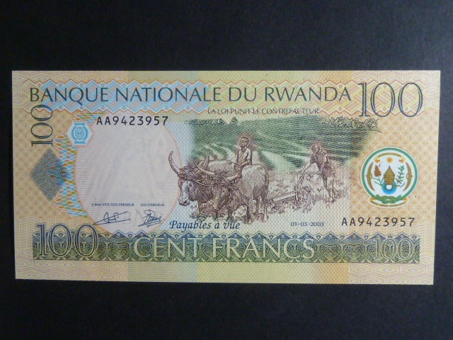 RWANDA, 100 Francs 1.5.2003, BNB. B128a, Pi. 29