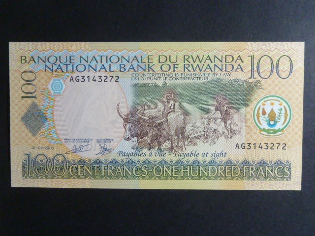 RWANDA, 100 Francs 1.9.2003, BNB. B129a, Pi. 29b