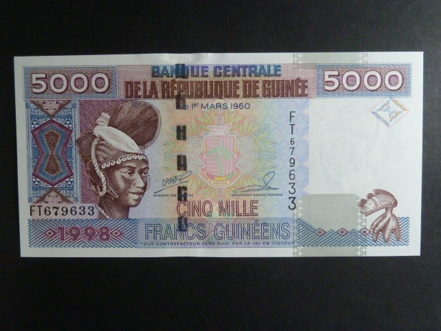 GUINEA, 5000 Francs 1998, BNB. B327a, Pi. 38