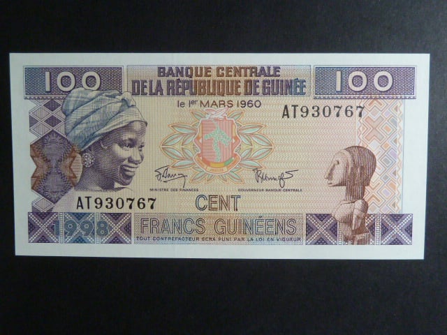 GUINEA, 100 Francs 1998, BNB. B324a, Pi. 35
