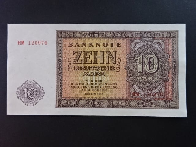 DDR - 10 DM 1955 série HM, Ro. 350a, Grab. DDR-12a