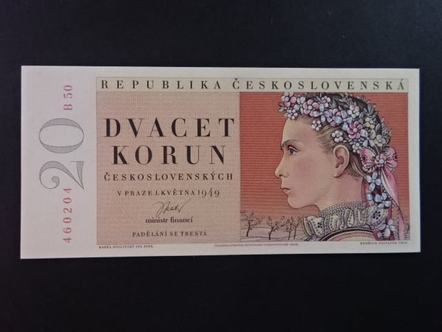 20 Kčs 1.5.1949, série B 50