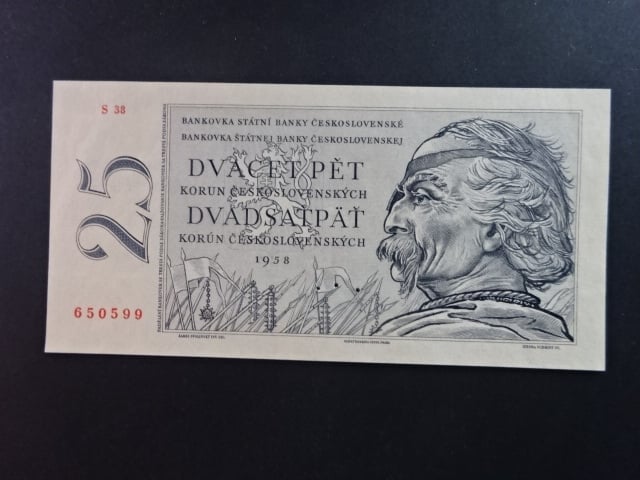 25 Kčs 1958 s. S 38 s perf. 3md do obloučku