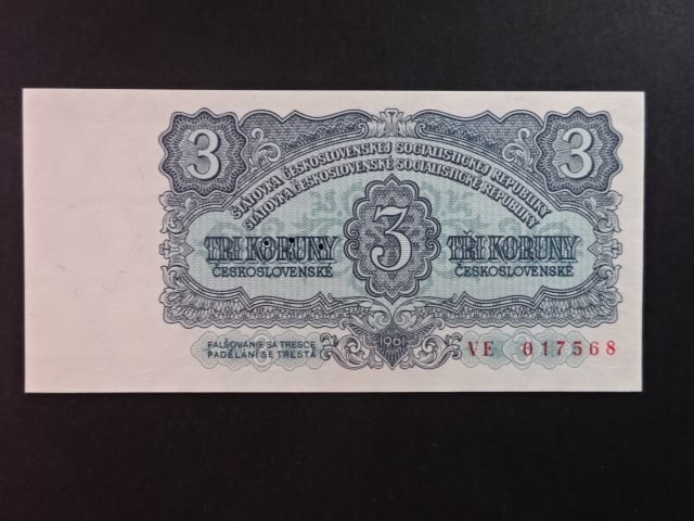 3 Kčs 1961 série VE s perf. 3md do obloučku