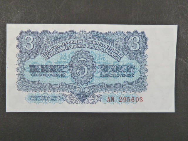 3 Kčs 1953 série AN, tiskárna Goznak Moskva