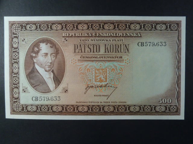 500 Kčs 1945 s.CB, perf. 3md do obloučku
