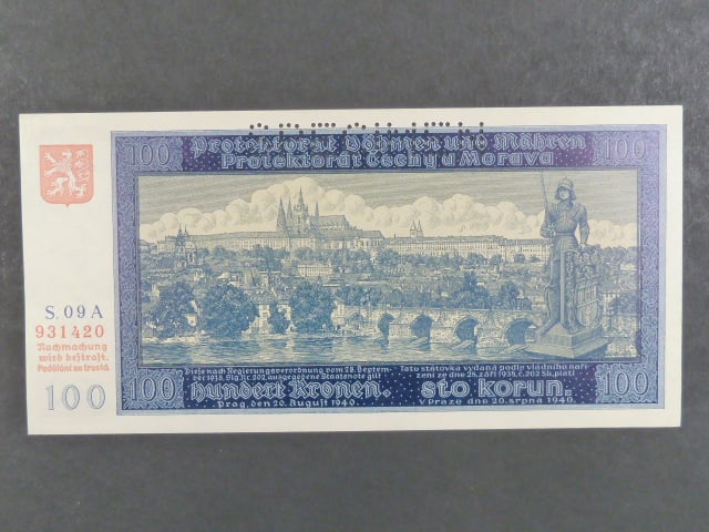 100 K 1940, série 09 A I. vydání, perf. SPECIMEN