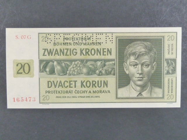 20 K 24.1.1944, série 07 G, perf. SPECIMEN