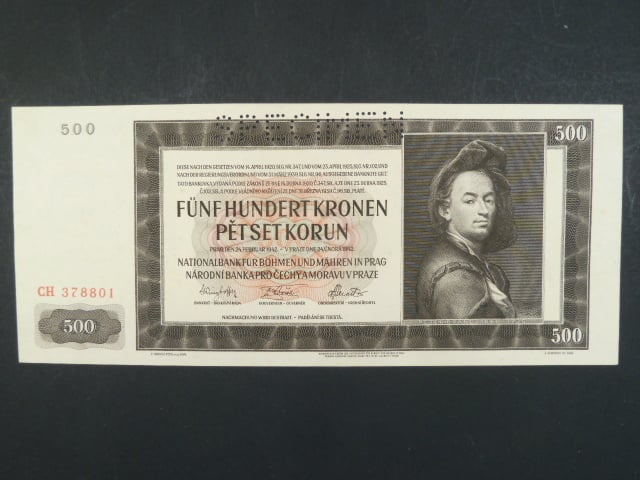 500 K 1942 série CH, I. vydání, perf. SPECIMEN