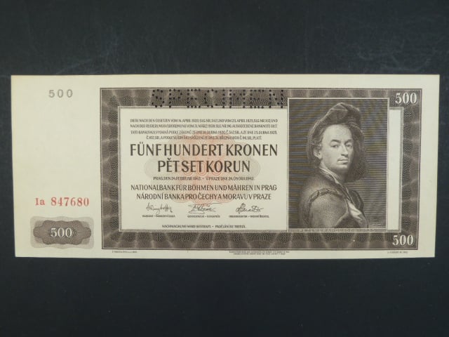 500 K 1942 série Ia, II. vydání, perf. SPECIMEN