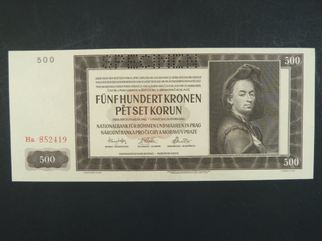 500 K 1942 série Ha, II. vydání, perf. SPECIMEN