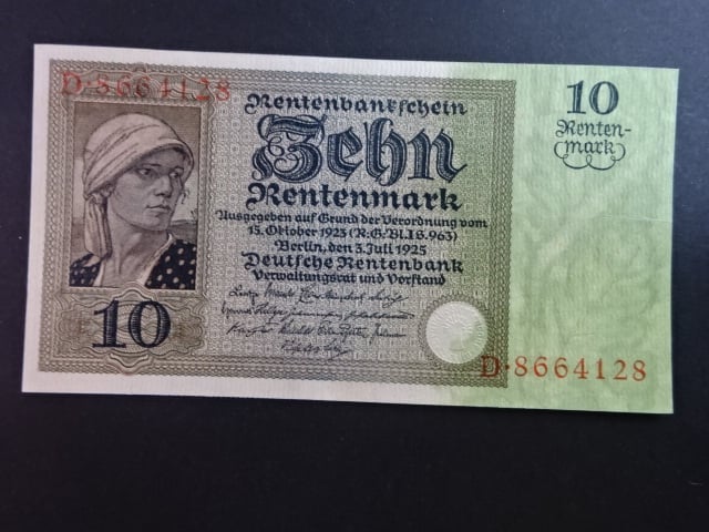 Německo, 10 Rtm 1925 série D, Ro. 163, Ba. D14