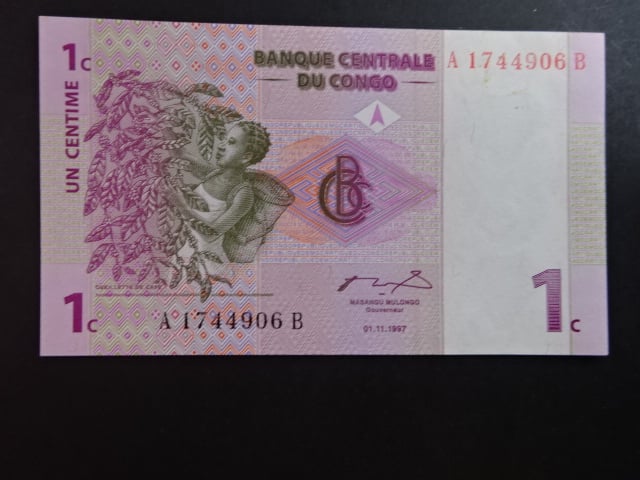 KONGO, 1 Centimes 1997, BNB. B301a, Pi. 80
