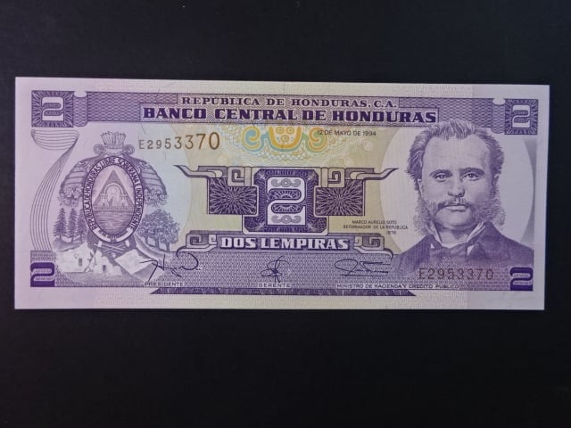 HONDURAS, 2 Lempira 1994, BNB. B326c, Pi. 72