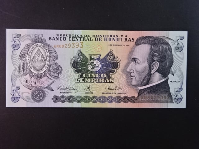 HONDURAS, 5 Lempira 2001, BNB. B328h, Pi. 85