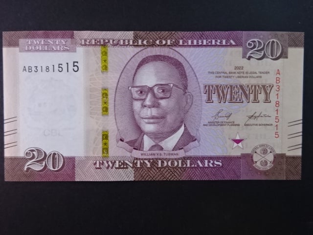 LIBÉRIE, 20 Dollars 2022, BNB. B317a