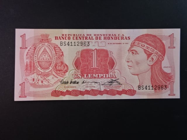 HONDURAS, 1 Lempira 1992, BNB. B322a, Pi. 71