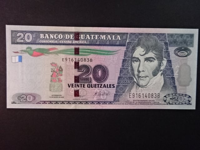GUATEMALA, 20 Quetzales 2008, BNB. B600a, Pi. 118