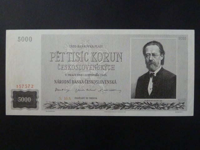 5000 Kčs 1945 série 16 A, perf. "3md" nad sebou