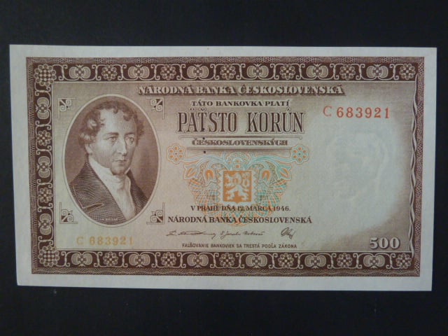 500 Kčs 1946 série C, perf. "3md" nad sebou