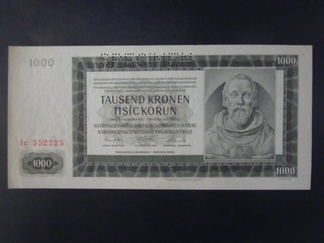 1000 K 1942 série Ic, III. vydání, perf. SPECIMEN