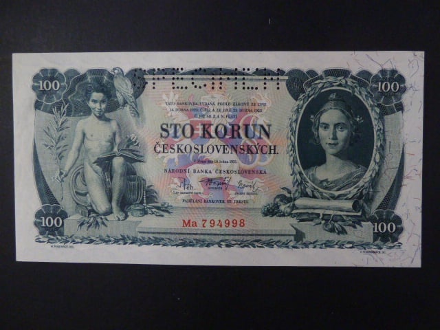 100 Kč 1931 série Ma, II.vydání, perf. SPECIMEN