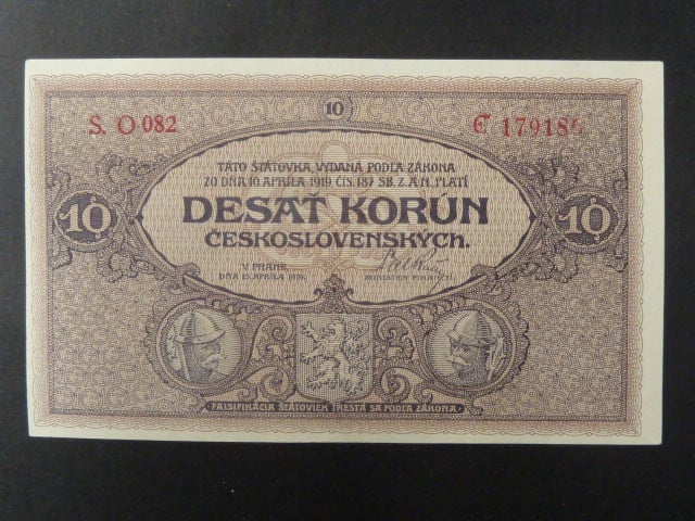 10 Kč 15.4.1919 série O 082