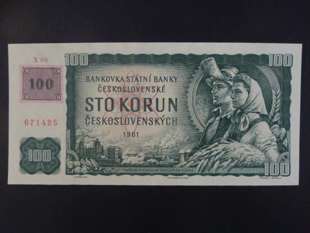 100 Kč 1961 série X 06 (velká průsvitka), kolek