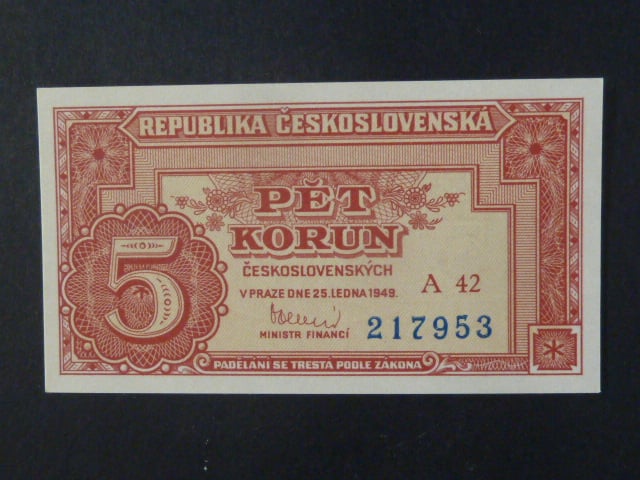 5 Kčs 25.1.1949 série A 42