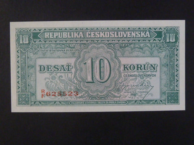 10 Kčs 1945 série R/F