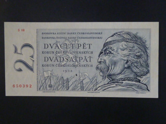 25 Kčs 1958 série S 08 s perf. 3md do obloučku