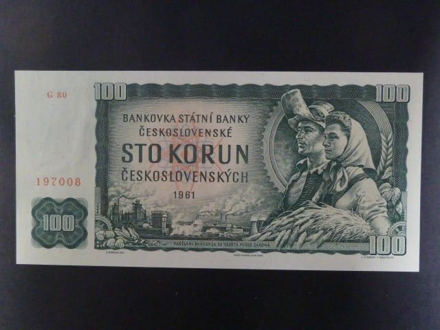 100 Kčs 1961 série G 80, číslovač 1c