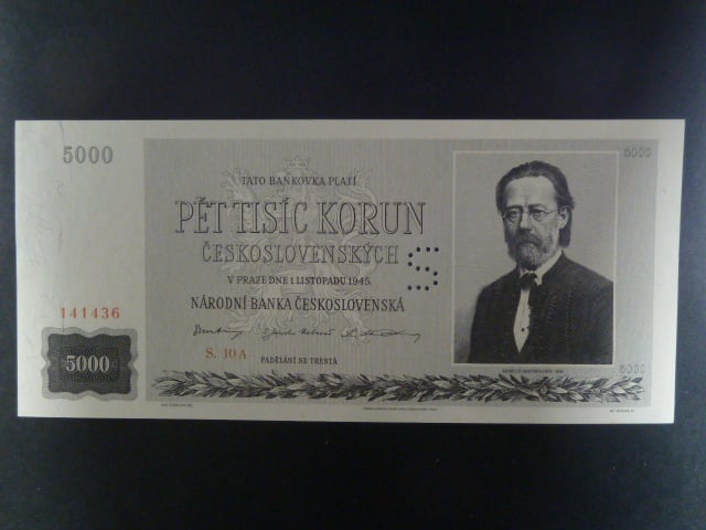 5000 Kčs 1.11.1945 série 10 A, perf. "S"