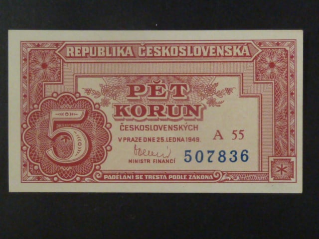 5 Kčs 25.1.1949 série A 55