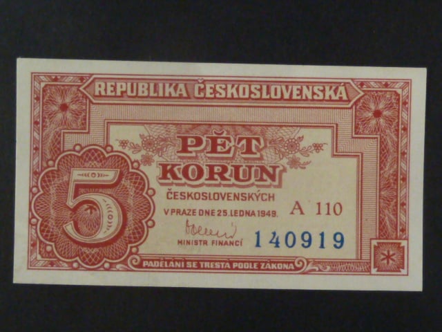 5 Kčs 25.1.1949 série A 110