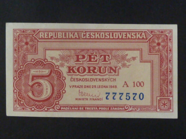 5 Kčs 25.1.1949 série A 100