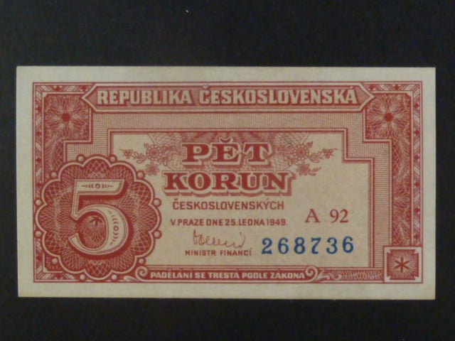 5 Kčs 25.1.1949 série A 92