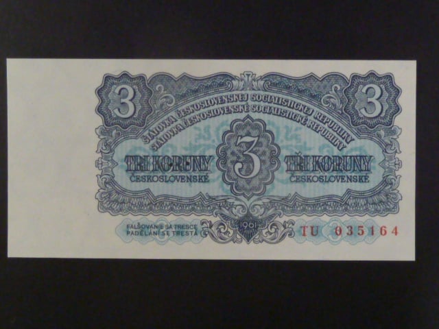 3 Kčs 1961 série TU s perf. 3md do obloučku