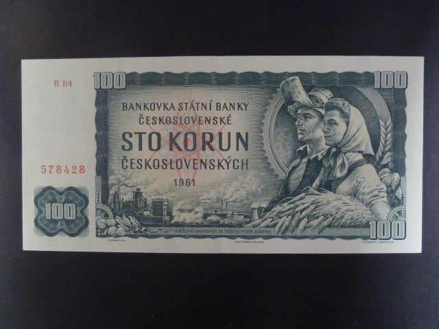 100 Kčs 1961 série R 84, široký číslovač 1c