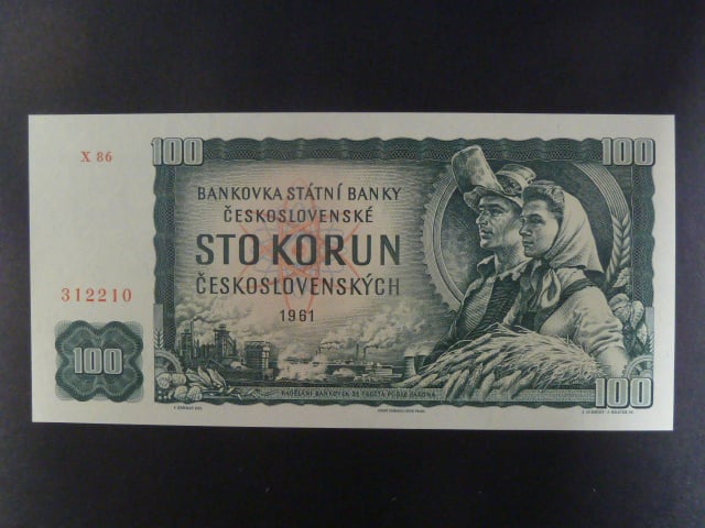 100 Kčs 1961 série X 86, číslovač 2d, vodoznak 14