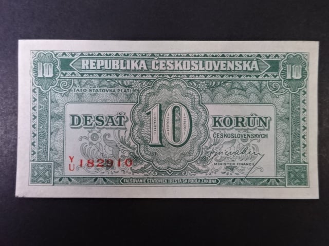 10 Kčs 1945 série Y/U